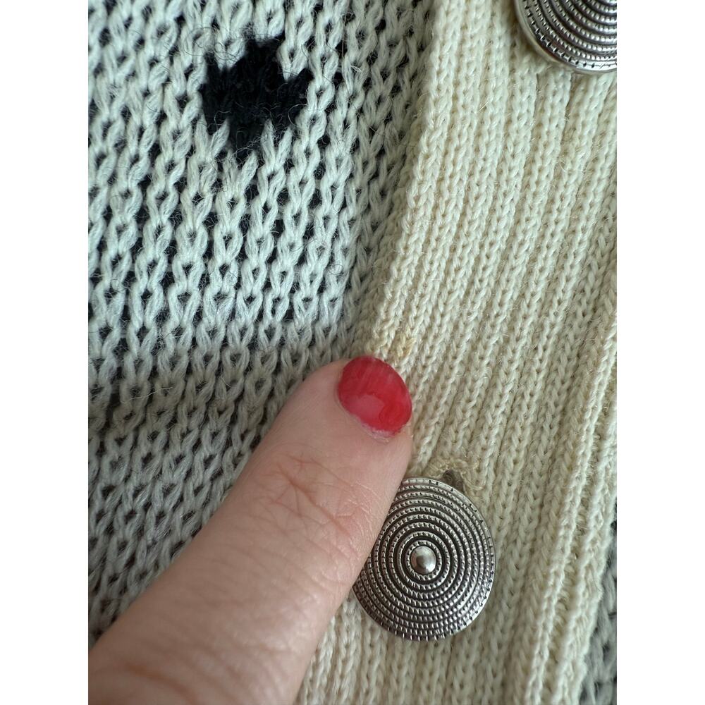 Vintage Pendleton 100% Virgin Wool Nordic Cardigan Sweater XL USA Black Ivory - Picture 7 of 11